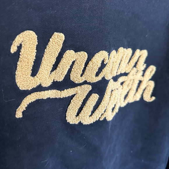 Uncomn Wealth Sweatshirt Black Size M | CHENILLE  Yellow Lettering - Picture 2 of 3